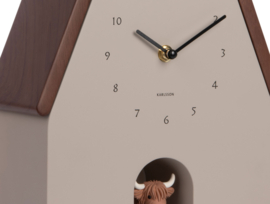 KA6162WG | Wall Clock Highland Cow Cuckoo - Warm grey | Karlsson by Present Time - Medio november verwacht!
