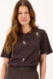 T-shirt met kralen en korte mouw - dark choco | Zusss