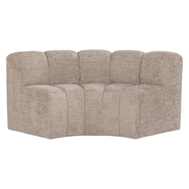 377902-WD | Mojo eetbank half ronde hoek met rugleuning - wollig donkerzand | WOOOD