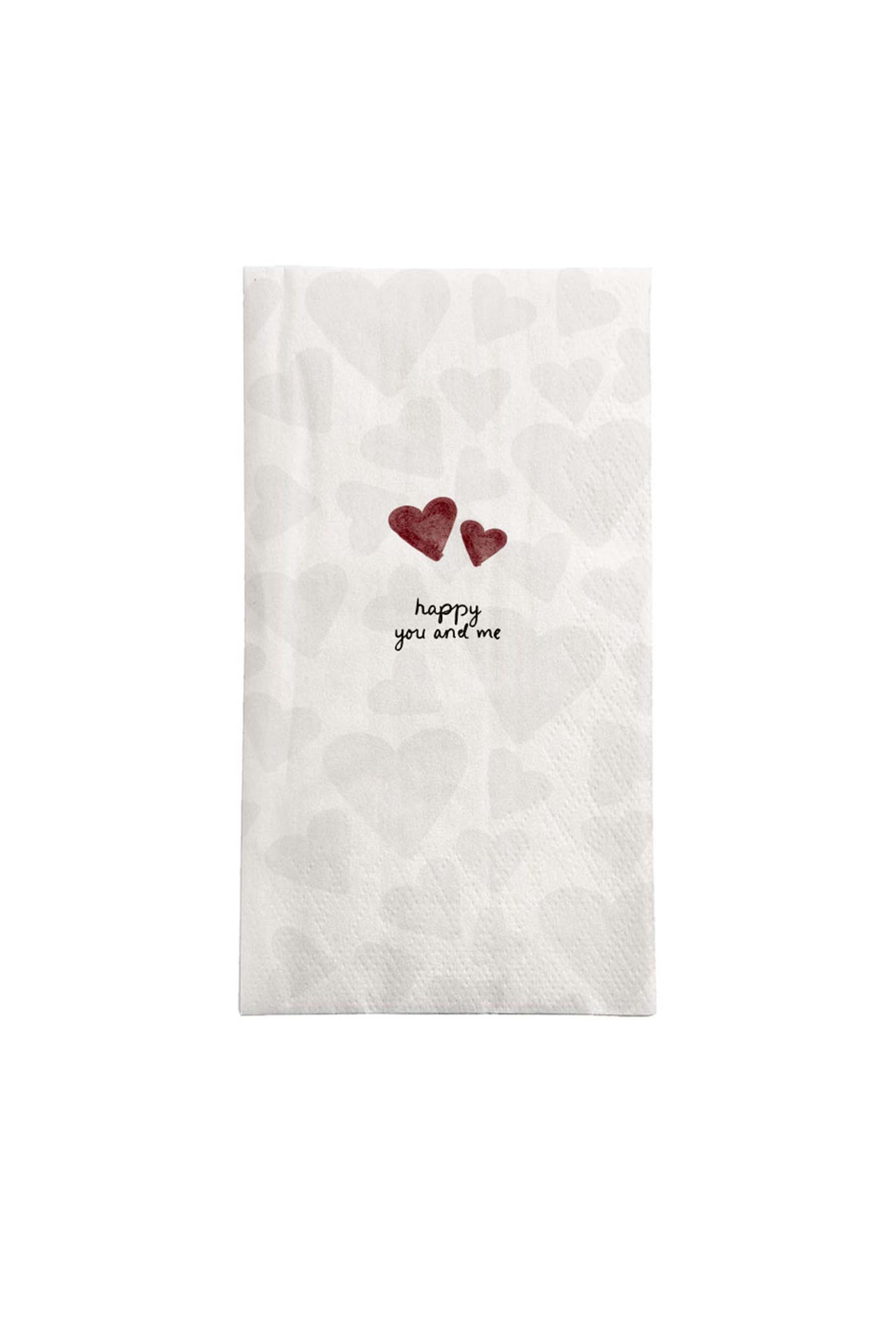 Servetten happy you and me 11x20cm - wit/rood/zwart | Zusss