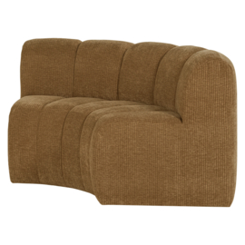 377902- H | Mojo eetbank half ronde hoek met rugleuning - rib honinggeel | WOOOD