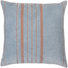 377565-NB | Laon kussens (set van 3) - velvet naturel/blauw | WOOOD