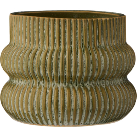 13605-22 | Pot w/grooves Distressed Ø13.5 - green | Ib Laursen 