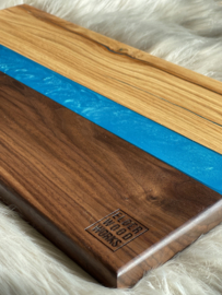 Serveerplank met Epoxy turquoise | Elder Wood Works