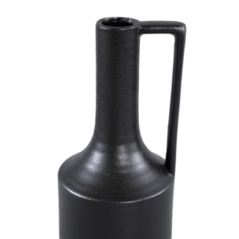 713224 | Rita ceramic pot with ear L - matt black | PTMD 
