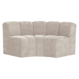 377902- E | Mojo eetbank half ronde hoek met rugleuning - rib ecru | WOOOD