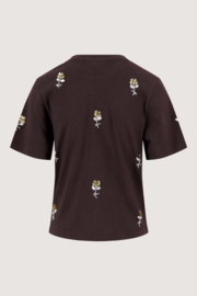 T-shirt met kralen en korte mouw - dark choco | Zusss