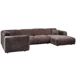 375074-W | Cloud hoekbank links - geweven chenille warm bruin | WOOOD