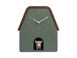 KA6162GR | Wall Clock Highland Cow Cuckoo - Jungle green | Karlsson by Present Time - Medio november verwacht!