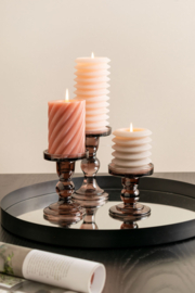 PT3731BR | Candleholder Glass Art small - Chocolate brown | Present Time