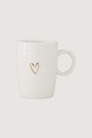 Koffiemok met oor lijn hartje - wit/goud | Zusss