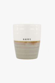 Koffiemok happy - wit/zand | Zusss 