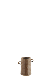 HY18203-12 | Stoneware vase w/ ears small - light brown | Madam Stoltz 