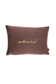 Kussen sparkling days 35x25cm - donkerbruin/goud | Zusss - Binnenkort verwacht!