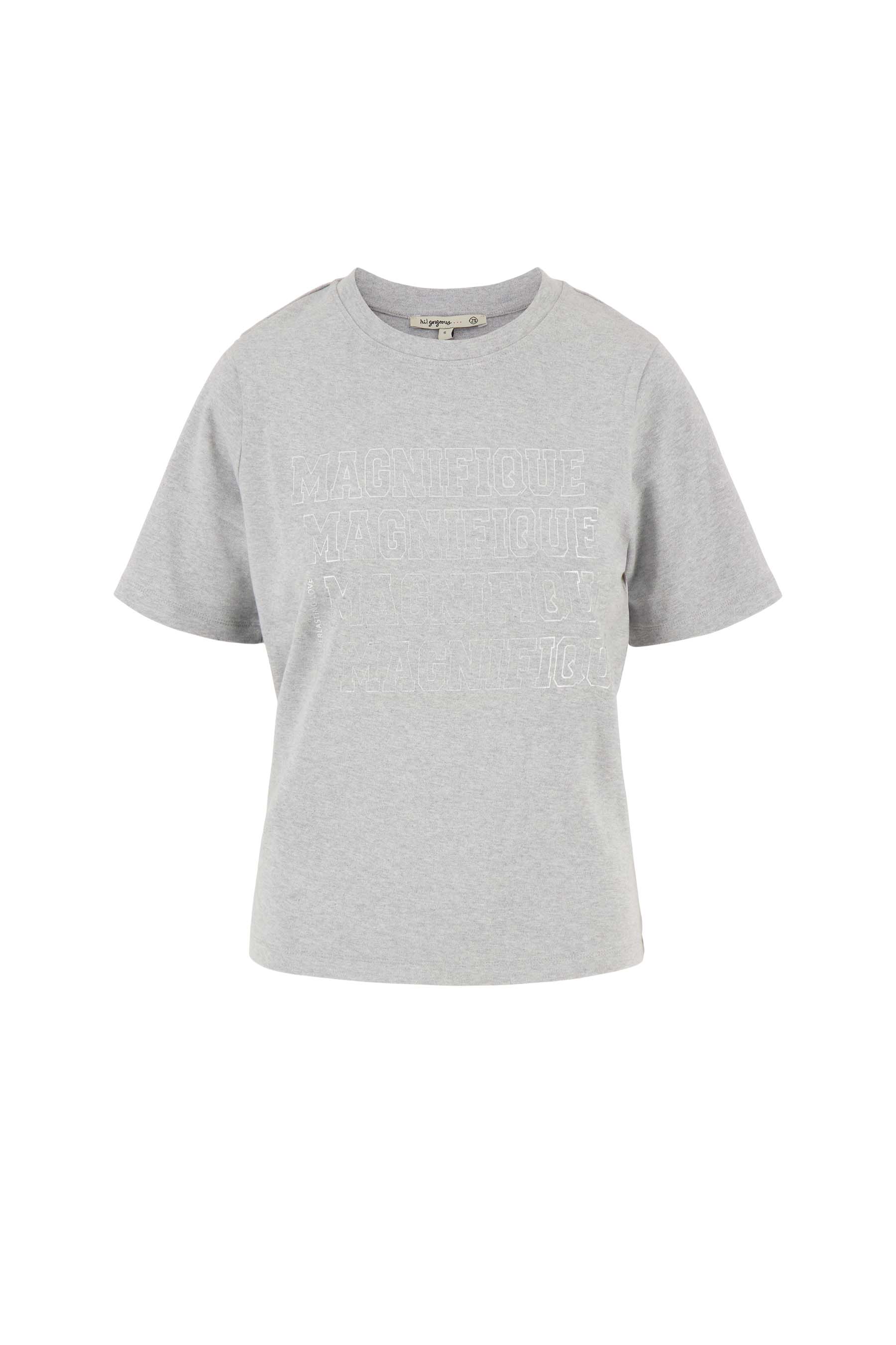 T-shirt met magnifique print - middengrijs | Zusss