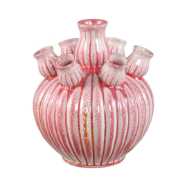725186 | Nolou tulip vase ribbed S - pink | PTMD
