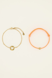 Moeder & dochter armband set mini oranje - zilver | My Jewellery