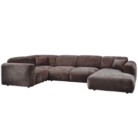 375074-W | Cloud hoekbank links - geweven chenille warm bruin | WOOOD