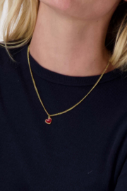 Rode hartjes ketting - goud/rood | Zusss
