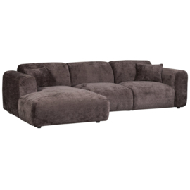 375072-W | Cloud chaise longue links - geweven chenille warm bruin | WOOOD