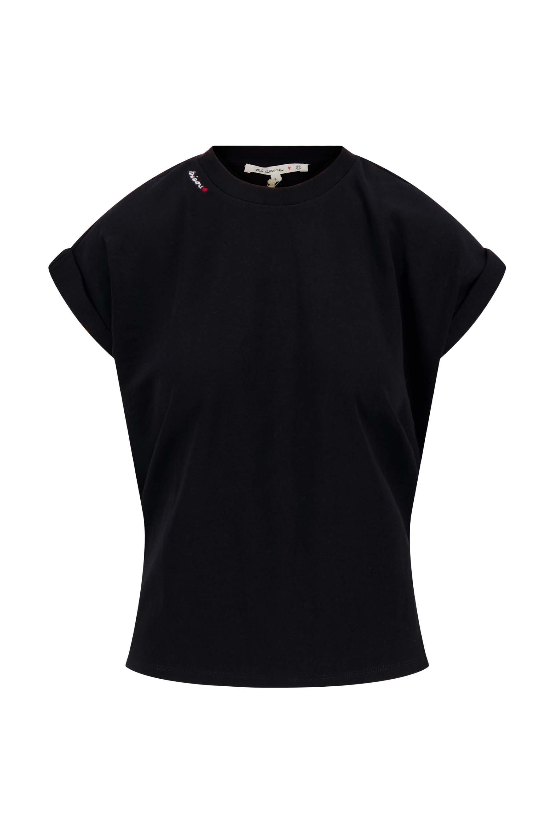 T-shirt met opgerolde mouw bisou - zwart | Zusss