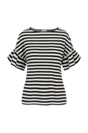 T-shirt met vlindermouw gestreept - off white/zwart | Zusss 
