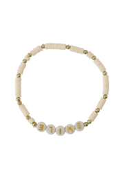 Kralen armband met tekst smile  - off white | Zusss