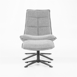  95592 | Fauteuil Marcus met voetenbank - lichtgrijs baquer | Eleonora