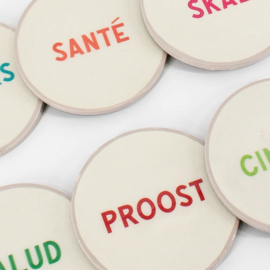 OZ3309 | Set van 6 onderzetters met rekje - proost | HomeBound by KY