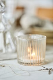 6006-00 | Candle holder glass f/tealight w/engraved stripes | Ib Laursen