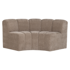 377902- D | Mojo eetbank half ronde hoek met rugleuning - rib donkerzand | WOOOD