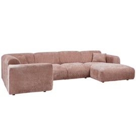 375074-T | Cloud hoekbank links - geweven chenille taupe/roze | WOOOD