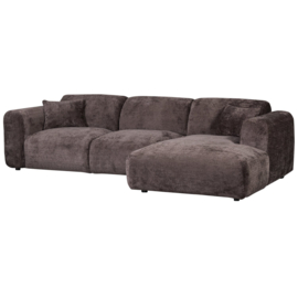 375073-W | Cloud chaise longue rechts - geweven chenille warm bruin | WOOOD