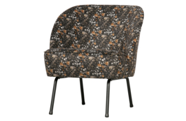 800748-A | Vogue fauteuil - fluweel aquarel flower zwart | BePureHome