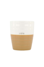 Koffiemok liefs - oker/wit | Zusss