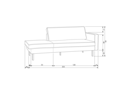 800746-MO | Rodeo daybed right - structure velvet mountain | BePureHome