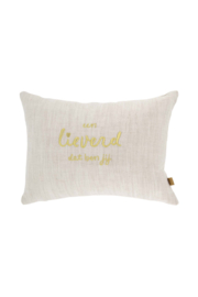 Kussen lieverd 35x25cm - peper en zout/goud | Zusss 
