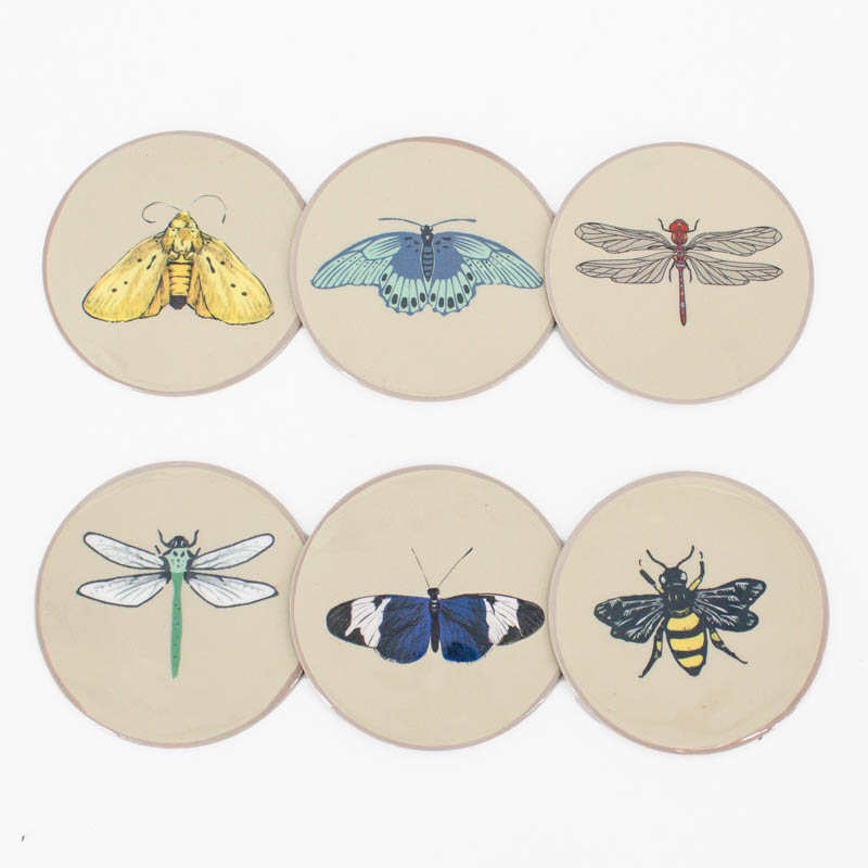 OZ3303 | Set van 6 onderzetters - insects | HomeBound by KY