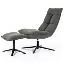  95591 | Fauteuil Marcus met voetenbank - antraciet baquer | Eleonora