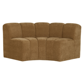 377902- H | Mojo eetbank half ronde hoek met rugleuning - rib honinggeel | WOOOD