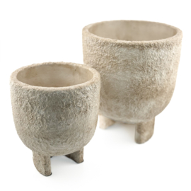 AS7316 | Aardewerk bloempotje op voet Ø14 - beige | HomeBound by KY