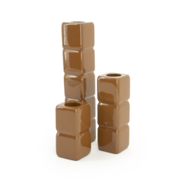 240003 | Candleholders Cube (set of 3) - mustard | By-Boo