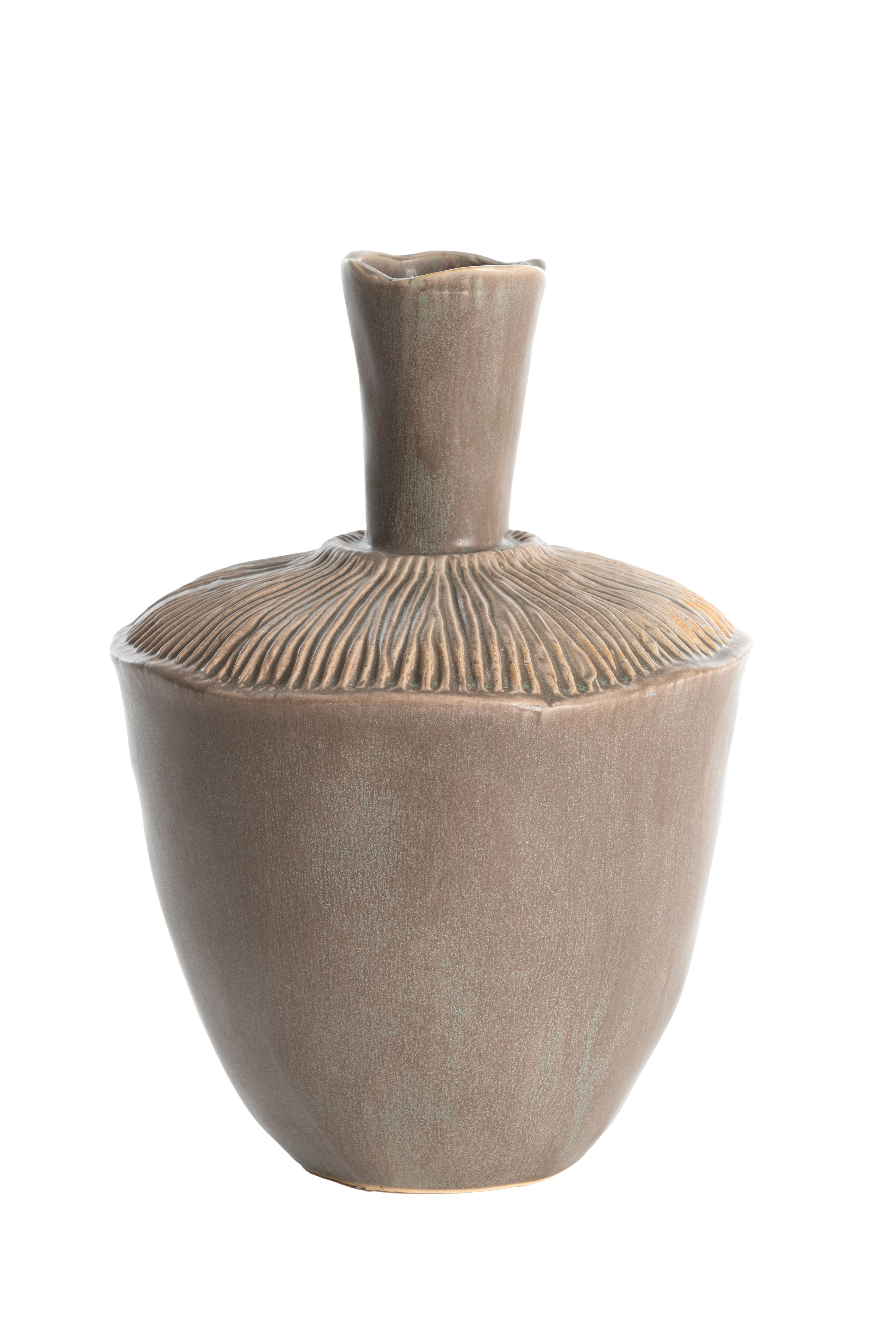 5896074 | Vaas deco Ø20x29 cm NEIRA keramiek - mat bruin-grijs | Light & Living