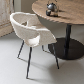 377505-NZ | Yossi eetkamerstoel - naturel met metalen poot zwart | WOOOD