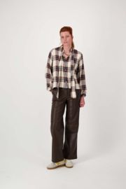 Ruit blouse met strik - kit/caramel | Zusss