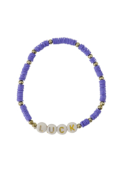 Kralen armband met tekst luck  - lavenderblauw | Zusss