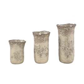 728836 | Lilly-Eva vase flower pattern L - beige | PTMD