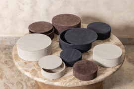 736590 | Saria suede storages boxes set of 3 - dark brown | PTMD