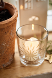 6005-00 | Candle holder glass f/tealight w/engraved star | Ib Laursen