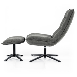  95591 | Fauteuil Marcus met voetenbank - antraciet baquer | Eleonora